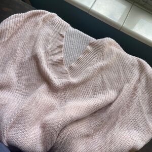 Women's Pink Oversized V-Neck Sweater Shawl